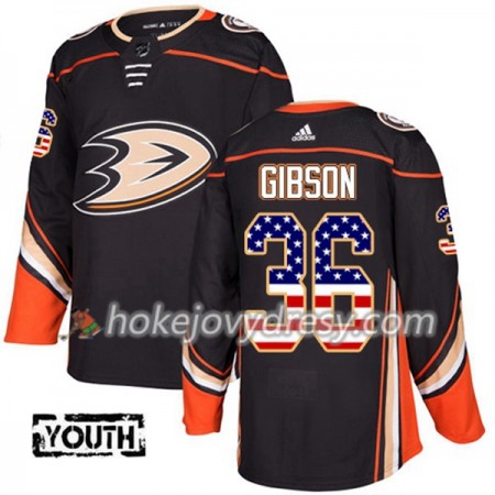 Dětské Hokejový Dres Anaheim Ducks John Gibson 36 2017-2018 USA Flag Fashion Černá Adidas Authentic